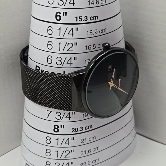 LIGE Dream Black Mesh Stainless Steel Date Quartz Subdial Watch New Battery Mens - Picture 7 of 11